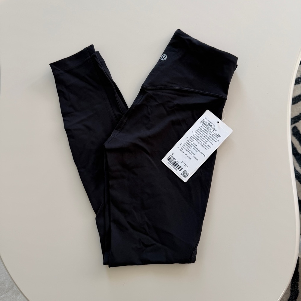 lululemon athletica Nulu High Rise Mesh Panel Black Leggings 25”